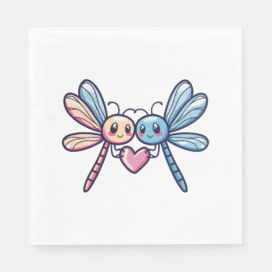 Dragonfly couple in love animal Valentine's Day Napkins