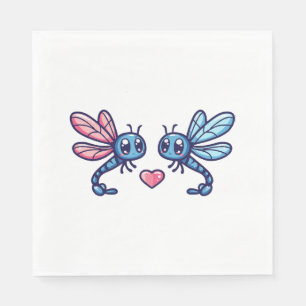 Dragonfly couple in love animal Valentine's Day Napkins