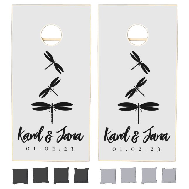 Dragonfly Couples Name Monogrammed  Wedding    Cornhole Set (Set)