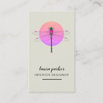 Dragonfly Creative Designer Nature Pink Business Card by tsrao100 at Zazzle