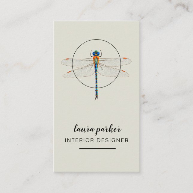 Dragonfly Creative Designer Nature Pink Business Card (Front)