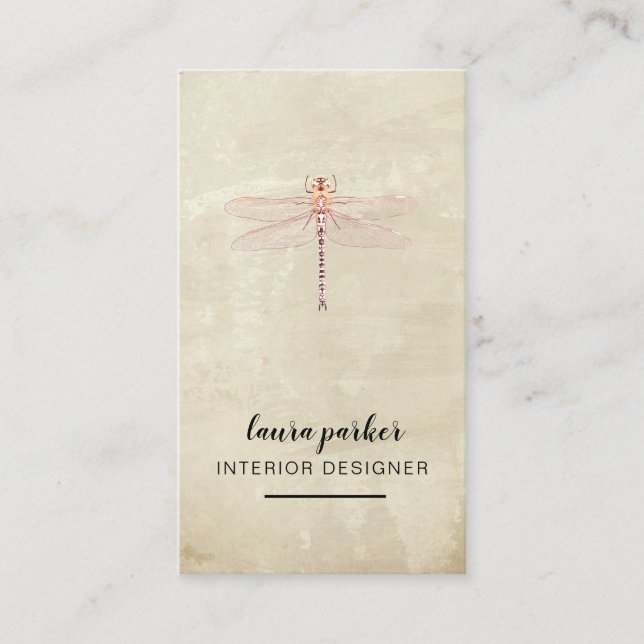 Dragonfly Creative Designer Nature Vintage Minimal Business Card (Front)