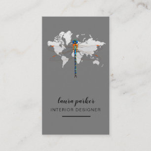 Dragonfly Creative Designer Nature World Map Business Card