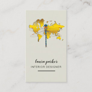 Dragonfly Creative Designer Nature World Map Business Card