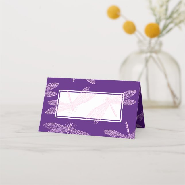 Dragonfly Custom Color Summer Party Place Card (Front)