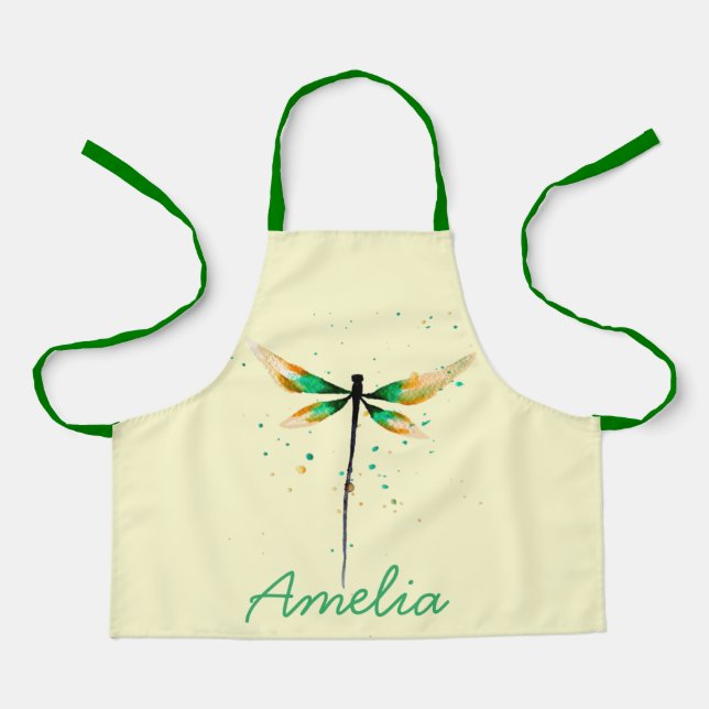 Dragonfly cute watercolor design apron (Front)