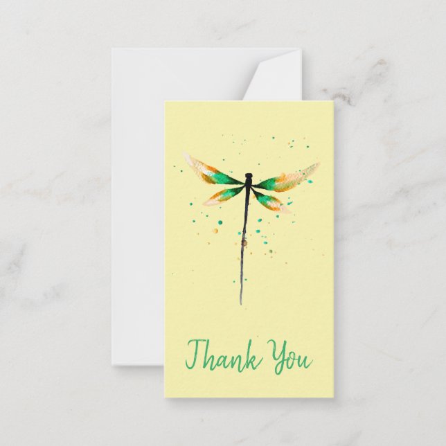 Dragonfly cute watercolor design note card (Front)