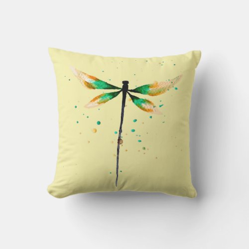 Dragonfly cute watercolor design throw pillow