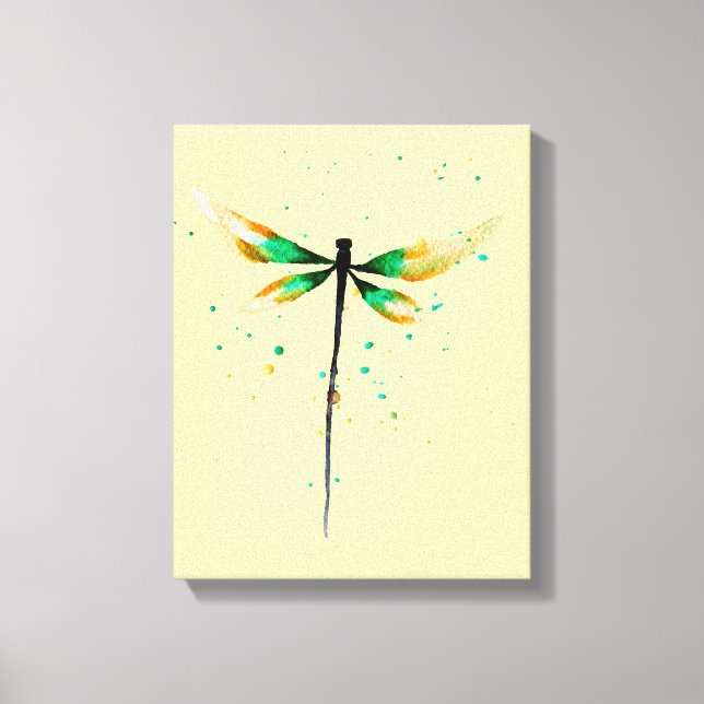 Dragonfly cute watercolor illustration canvas print (Front)