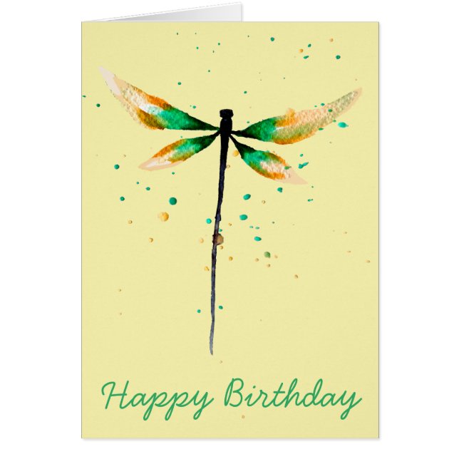 Dragonfly cute watercolor illustration cards (Front)