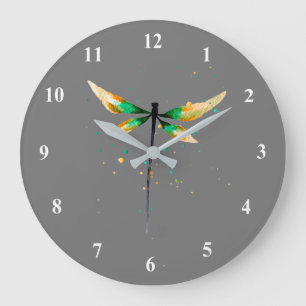 Dragonfly cute watercolor illustration large clock