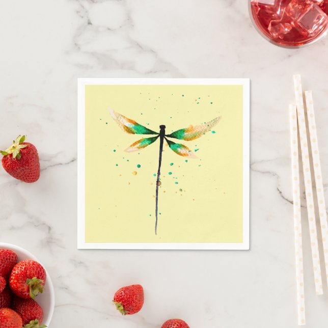 Dragonfly cute watercolor illustration napkins (Insitu)
