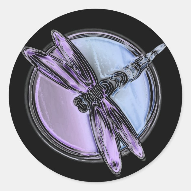 Dragonfly Cutout Classic Round Sticker (Front)