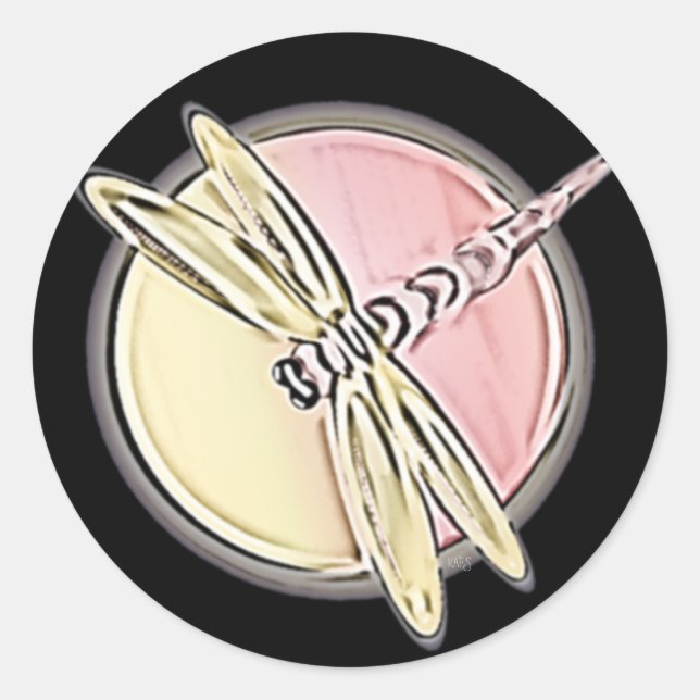 Dragonfly Cutout Classic Round Sticker (Front)