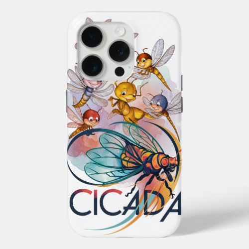 Dragonfly Dance A Vibrant Cicada Composition iPhone 15 Pro Case