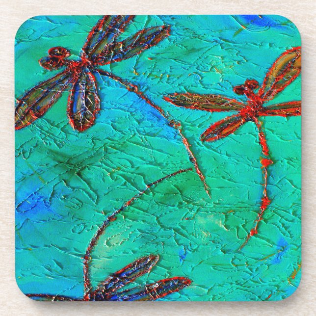 Dragonfly Dance Beverage Coaster (Front)