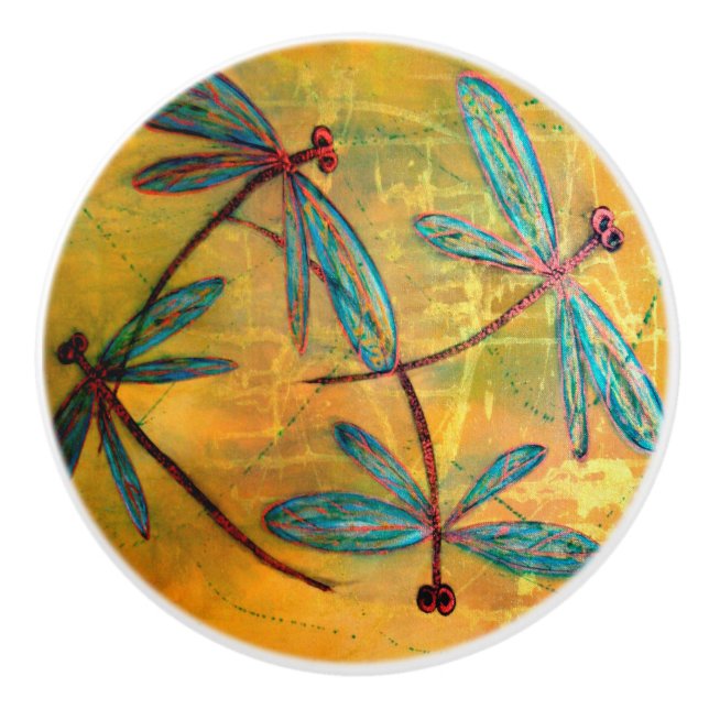 Dragonfly Dance Ceramic Knob (Front)