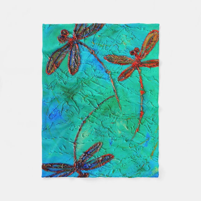Dragonfly Dance Fleece Blanket (Front)
