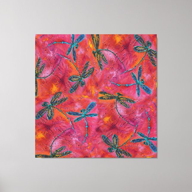 Dragonfly Dance Fuchsia PInk Canvas Print (Front)