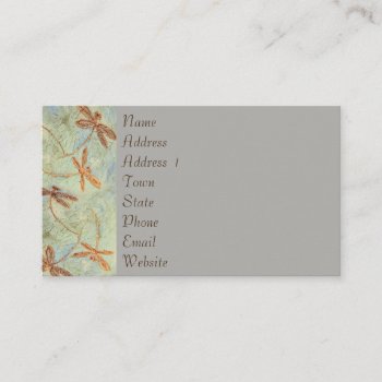 Dragonfly Dance Gold Business Cards by LyndseyArt at Zazzle