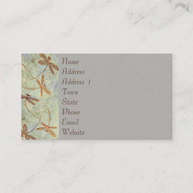 Dragonfly Dance Gold Business Cards (Front)