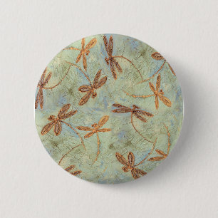 Dragonfly Dance Gold Button