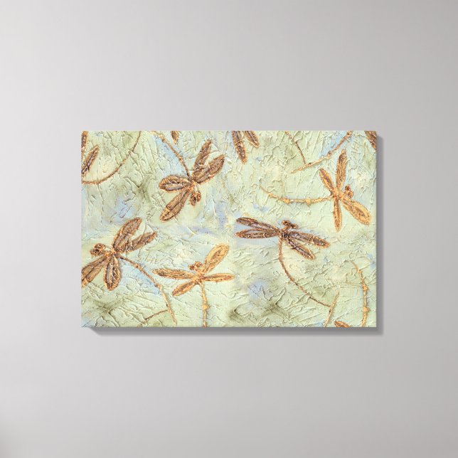 Dragonfly Dance Gold Canvas Print (Front)