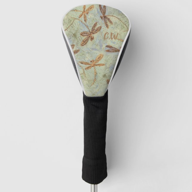 Dragonfly Dance Gold Golf Head Cover (Front)