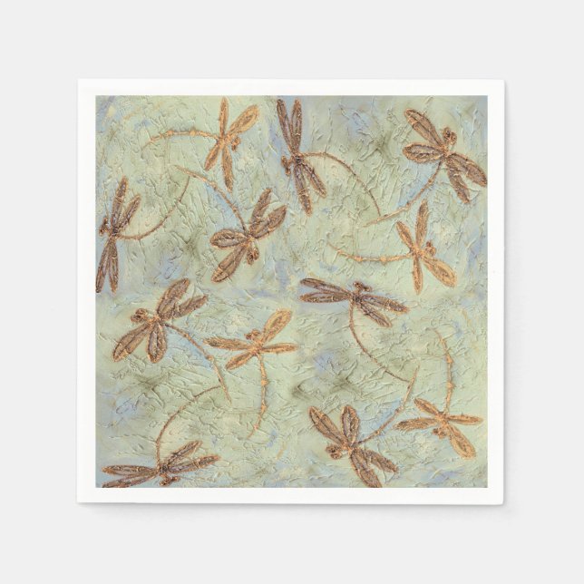 Dragonfly Dance Gold Napkins (Front)