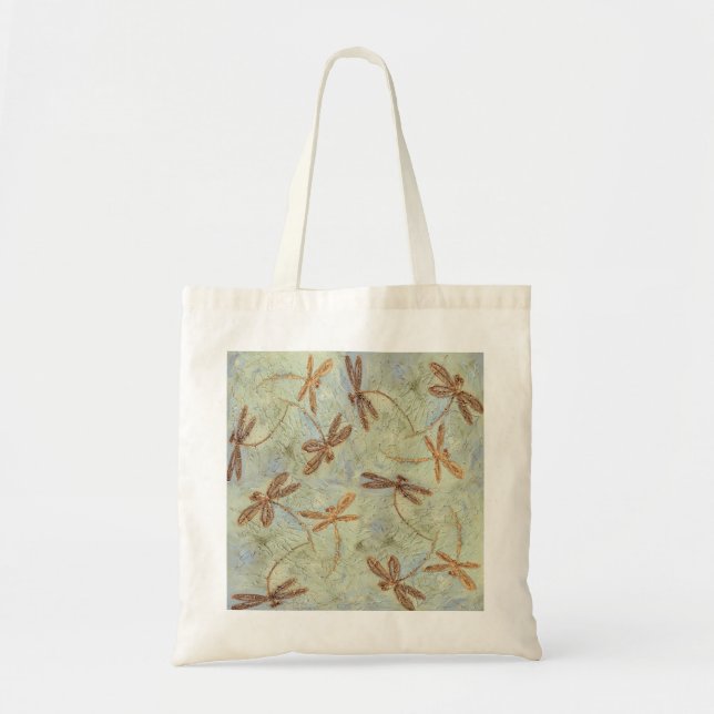 Dragonfly Dance Gold Tote Bag (Front)