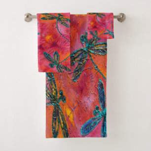 Dragonfly Dance Hot Fuchsia Bath Set