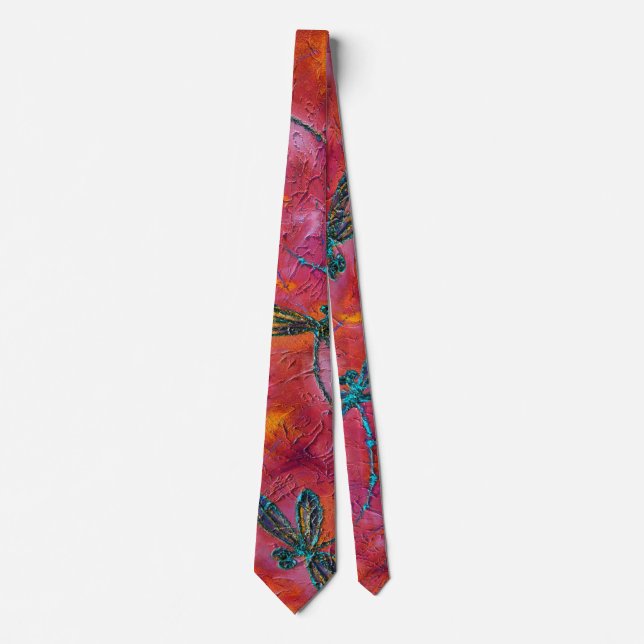 Dragonfly Dance Hot Fuchsia Neck Tie (Front)