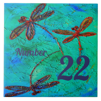 Dragonfly Dance House Number Tile