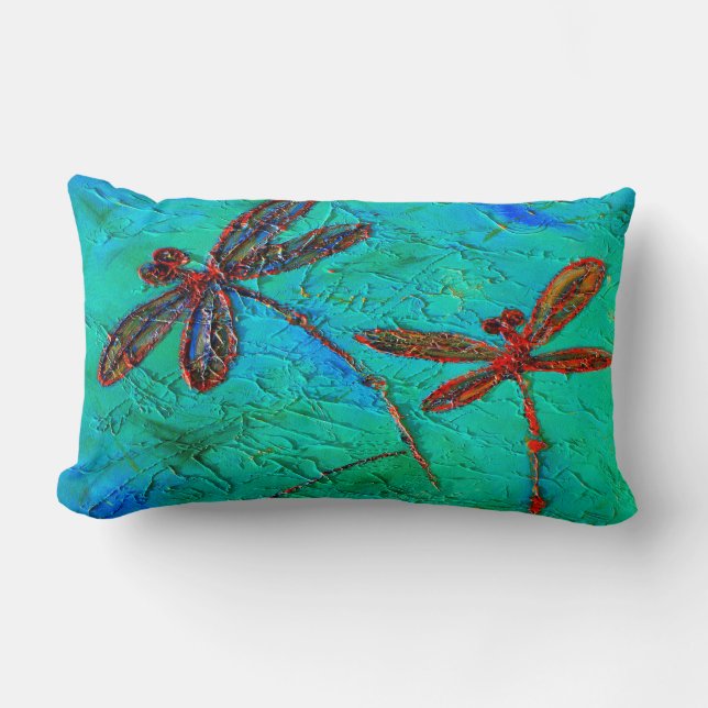 Dragonfly Dance Lumbar Pillow (Front)