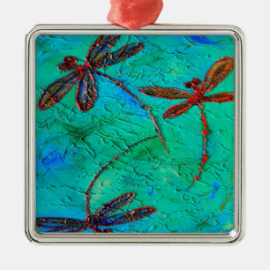 Dragonfly Dance Metal Ornament