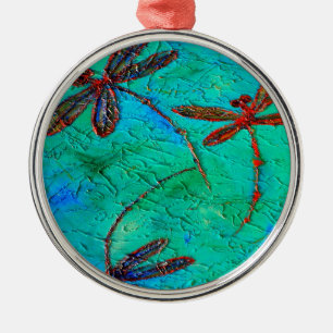 Dragonfly Dance Metal Ornament