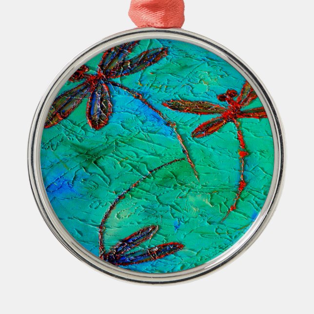 Dragonfly Dance Metal Ornament (Front)