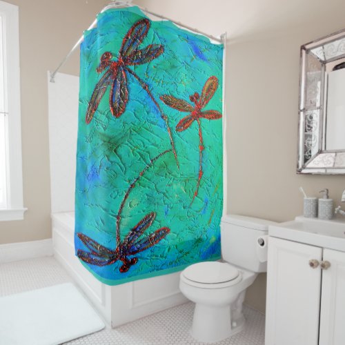 Dragonfly Dance Shower Curtain