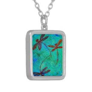 Dragonfly Dance Silver Plated Necklace