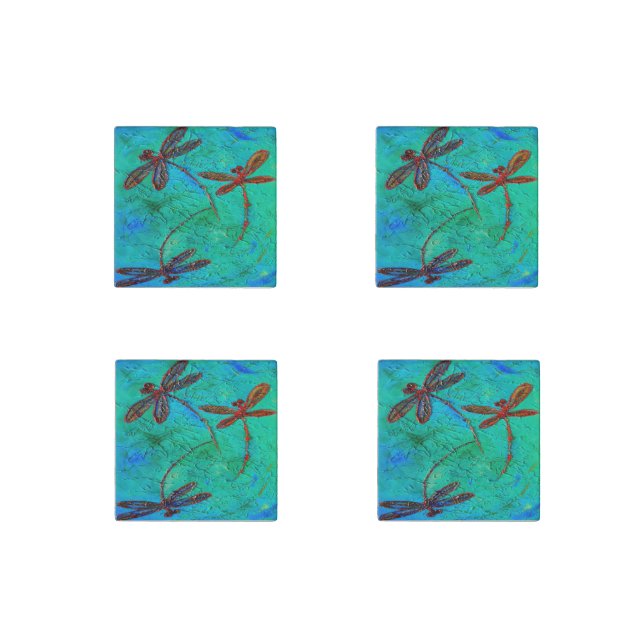 Dragonfly Dance Stone Magnet (Front)
