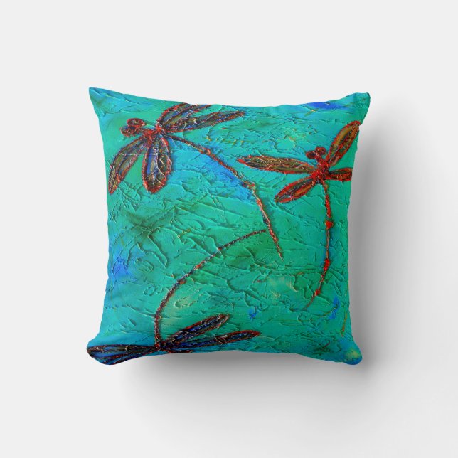 Dragonfly Dance Throw Pillow (Front)