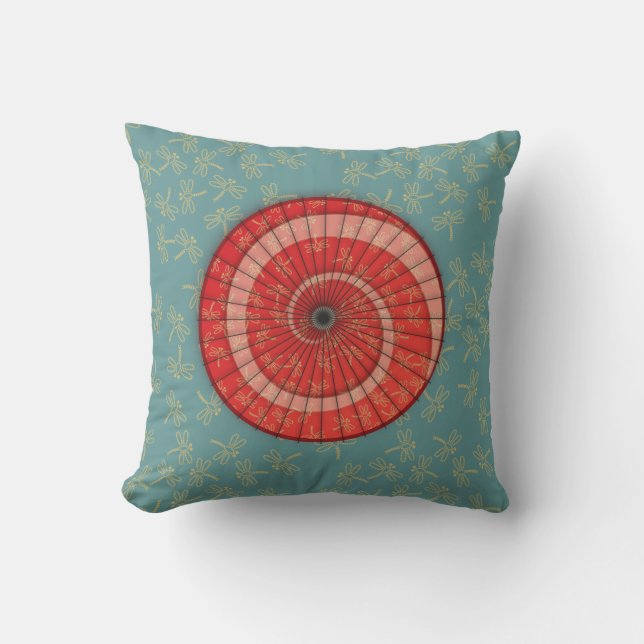 dragonfly dance throw pillow (Front)