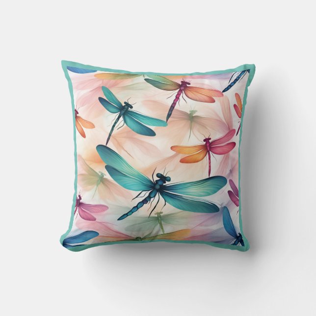 Dragonfly Dance Throw Pillow (Front)