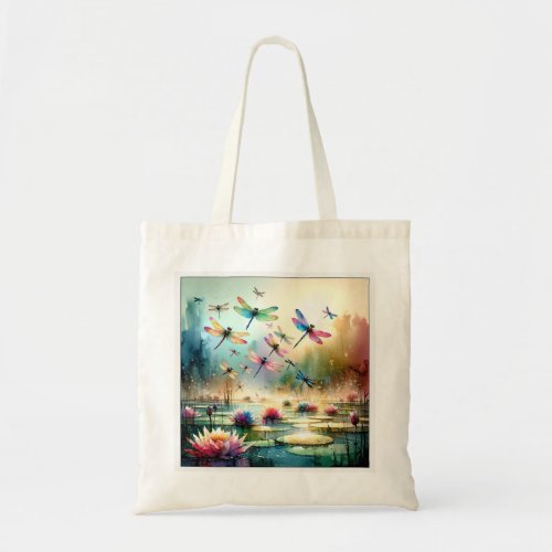 Dragonfly Dance _ Watercolor Tote Bag