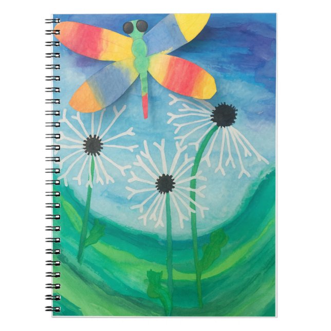 Dragonfly & Dandelion Watercolor  Notebook (Front)