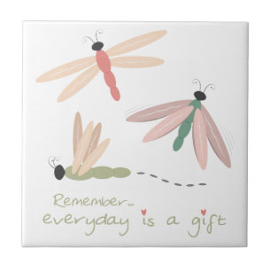 Dragonfly Day Gift Ceramic Tile