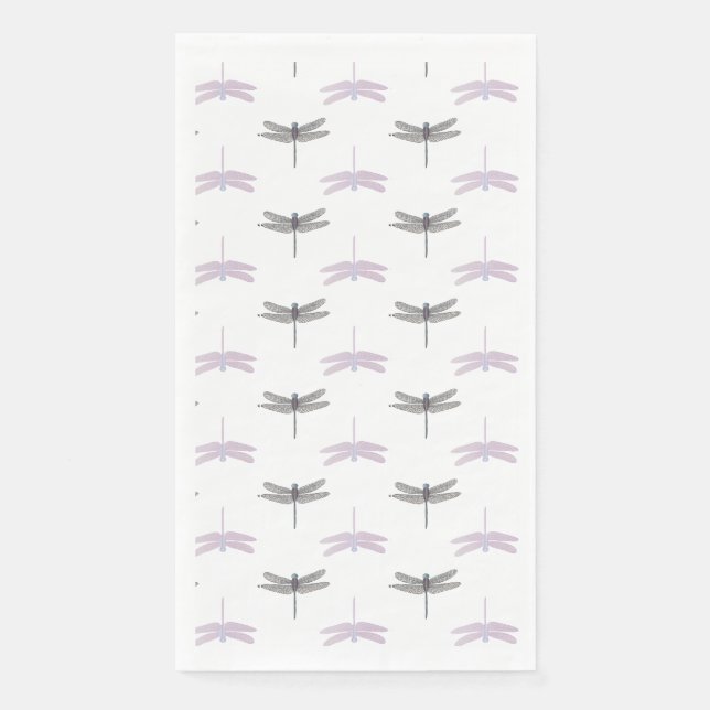 Dragonfly Daylight White Paper Guest Towels (Front)