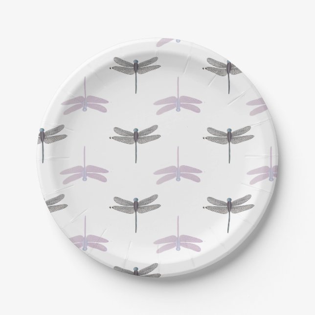 Dragonfly Daylight White Paper Plates (Front)