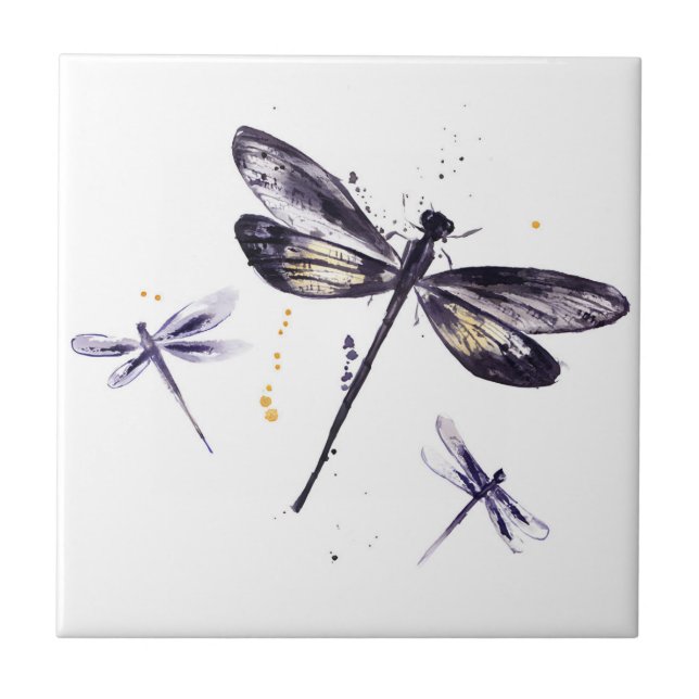 dragonfly delicate floral pattern tiles (Front)