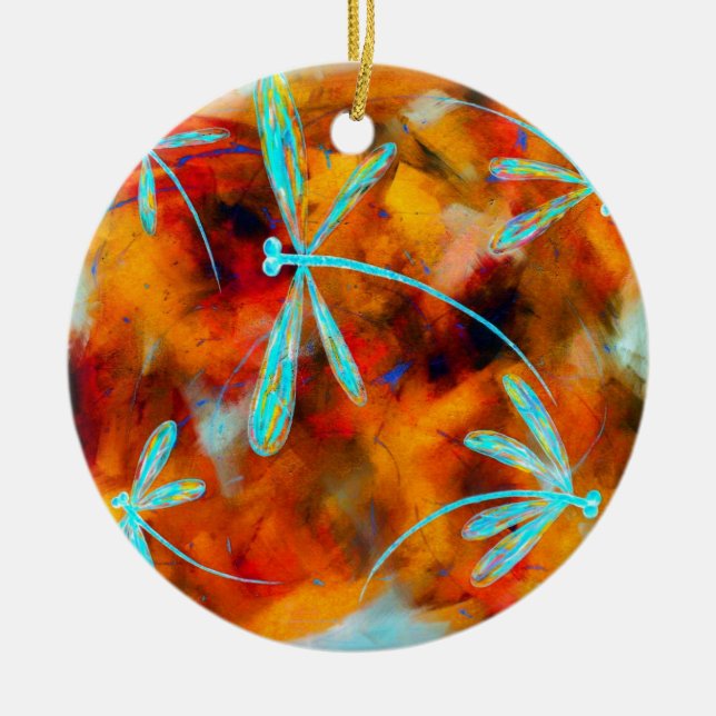 Dragonfly Desert Flit Ceramic Ornament (Front)